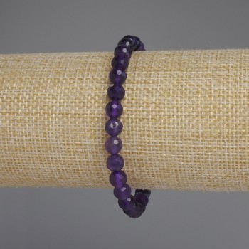 Faceted Amethyst Bead Bracelet, 6mm diameter ±, 18mm length ±, stretch cord