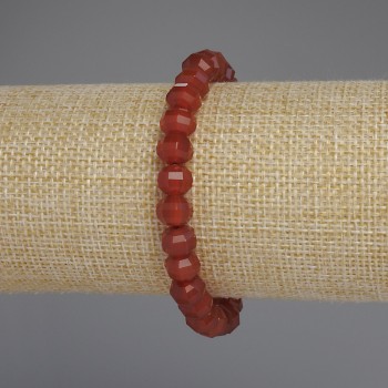 Faceted Carnelian Rondelle Bracelet, 8x6 mm diameter, 18 mm length +/- stretch