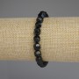 Black Onyx Bracelet with Faceted Beads, 8x7 mm diameter, 18 mm length, stretch