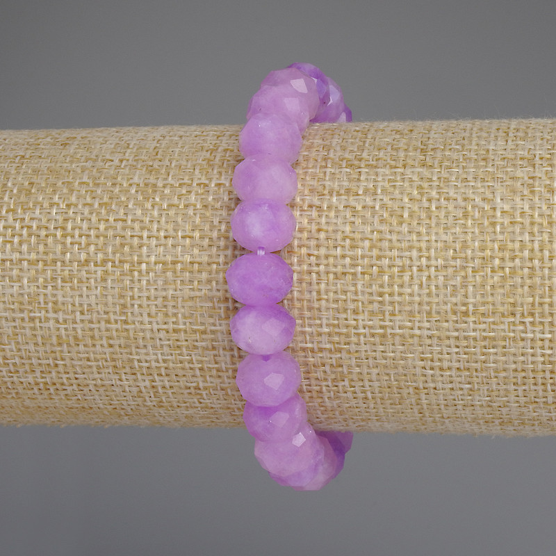 Lavender Amethyst Faceted Rondelle Bracelet, diameter about 10x7 mm, length about 18 mm, stretch