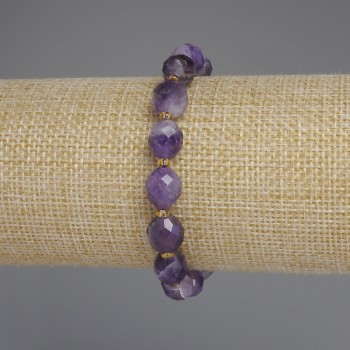 Chevron Amethyst Bracelet with Faceted Beads, bead diameter about 10×8 mm, 5 mm ± beads, 3 mm ±, length 18 mm ± stretch