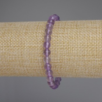 Amethyst Faceted Bead Bracelet, 6 mm diameter, 18 mm length, stretch bracelet