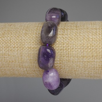 Amethyst Faceted Bracelet, diameter 20x14 mm, length 18 mm, stretch with natural imperfections