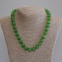 Green Cat's Eye Necklace with smooth beads, 12 mm diameter, 50 cm length with clasp