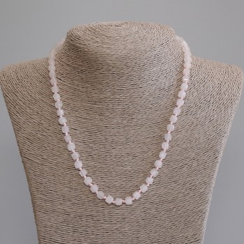 Necklace Pink Quartz Faceted Cubes, 5 mm diameter, 50 cm length ± with clasp