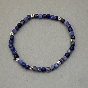 Sodalite Faceted Cube Bracelet 4×4 mm, 18 mm length, stretch