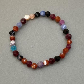 Bracelet 'Assorted Faceted Diamond' 6x5mm±, length 18mm± stretch