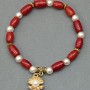 Natural Coral Barrel Bracelet 10x6.5mm, Majorca Pearls 6mm, with metal inserts, length ~18 cm, stretch