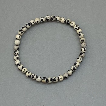 Dalmatian Jasper Bead Bracelet, 5 mm diameter, 18 cm length, stretch