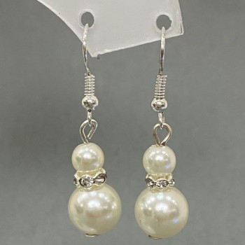 Earrings 'Pearls' (imitation) ball 10mm ± 5mm ±, length 33mm ±