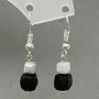 Earrings with Tourmaline Faceted Cube 7 mm ± and Czech Glass Cube 4 mm ±, Length 32 mm ±