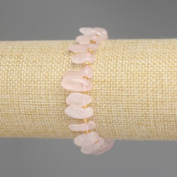 Pink Quartz Bracelet - Faceted Bead Butterfly, diameter 12-18×5-7 mm ±, 3 mm beads ±, length 18 cm ±, elastic