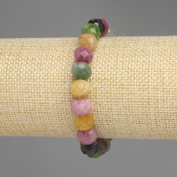 Faceted tourmaline rondelle bracelet, diameter 10x8 mm, length 18 cm ± stretch