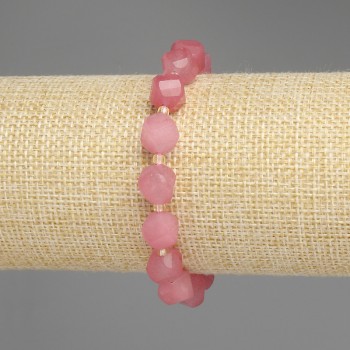 Tourmaline Bracelet with Faceted Rhombus Shapes, 10x9 mm diameter +/-, 3 mm seed beads +/-, length 18 cm +/- stretch