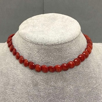 Choker Coral Coin 8.5 mm ±, length 38 cm with a 5 cm extender chain