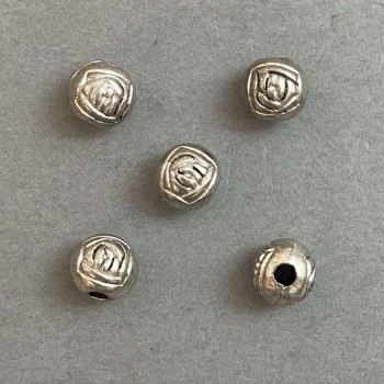 Bead insert findings, 6 mm diameter, pack of 22 pcs ±, hole diameter 2 mm ±, metal color "Silver"