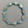 Turquoise bead bracelet 6mm± with Palm inlay, 18 cm circumference, on an elastic cord