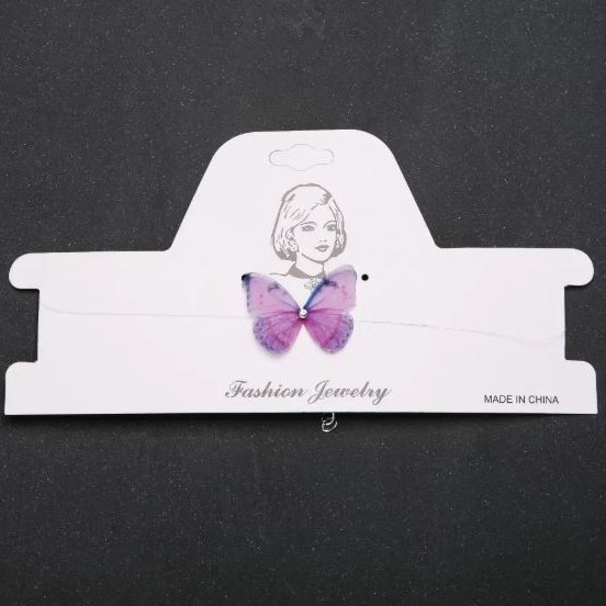 Discount! Lavender Butterfly Choker on Invisible Thread (Organza), diameter 33x27 mm, length 32-38 cm