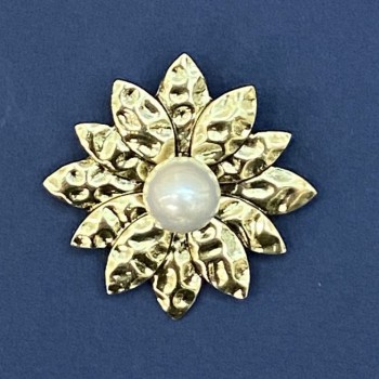Brooch pendant 'Pearl Flower' Gold-Tone Metal 40mm+