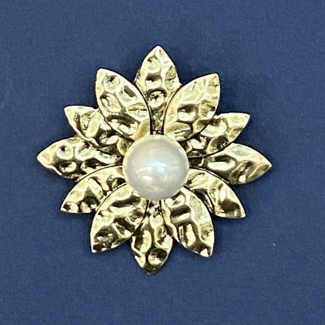 Brooch pendant 'Pearl Flower' Gold-Tone Metal 40mm+