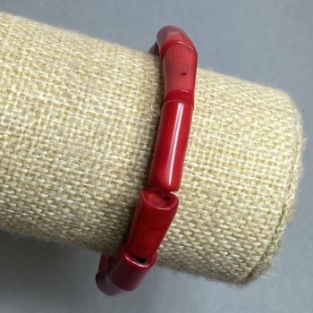 Coral Bracelet Faceted 17-19×7-9 mm, length 18 mm, elastic