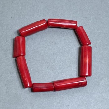 Bracelet with faceted coral 20–29×7–12 mm, length 18 mm +/- stretch