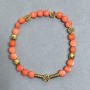 Bracelet Coral Coin 6mm +/- with Metal Inserts, Length 18mm +/- Stretch