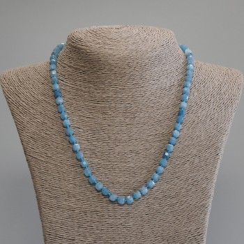 Aquamarine Necklace with Faceted Cubes, 5x5 mm diameter, 50 cm length, with clasp