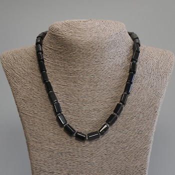 Black Tourmaline Necklace, Faceted, stones 10-13×7-8 mm, 3 mm beads, length 45 cm, with a clasp
