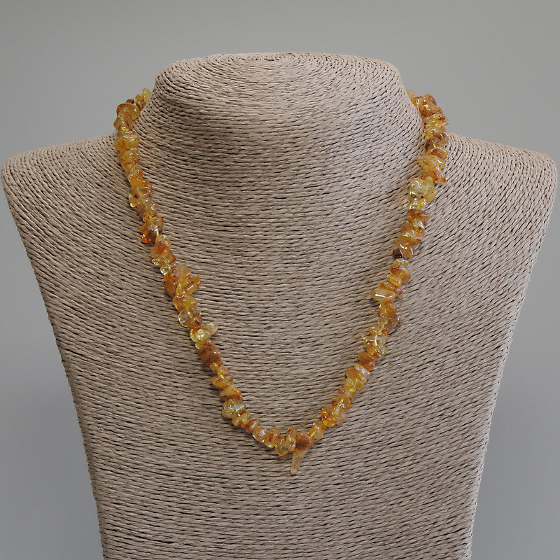Citrine Nugget Necklace, bead size 6-12×3-8 mm, length 50 cm, +5 cm extender chain