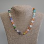Colorful Cat's Eye Necklace with smooth beads, 10 mm diameter, 50 cm length +5 cm extender chain