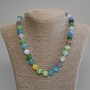 Multicolored Cat's Eye Necklace with smooth beads, 11.5 mm diameter, length 50 cm + 5 cm extender chain