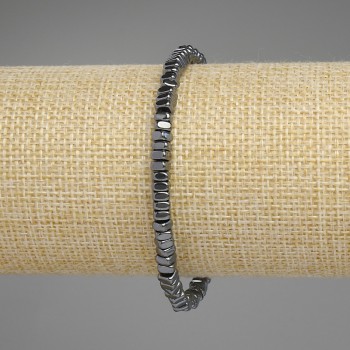 Hematite bracelet with square rondels, 4x2 mm, length 18 cm, stretch