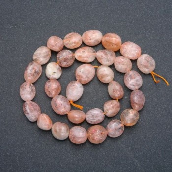 Beads on a string of natural selenite, faceted, diameter 12×10 mm, length 40 cm +