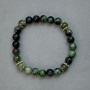 Bracelet Zoisite and Jadeite Beads 8mm +/- with metal inserts, length 18cm (stretch)