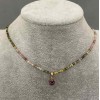 Tourmaline necklace with faceted cubes 2x2 mm, pendant 14x6 mm, length 42 cm + 5 cm extension chain