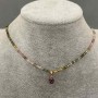 Tourmaline necklace with faceted cubes 2x2 mm, pendant 14x6 mm, length 42 cm + 5 cm extension chain