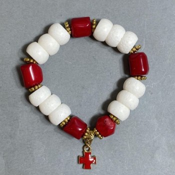 Coral Rondel Bracelet 13x8 mm +/- Faceted 10-13x11 mm +/-, length 18 mm +/-, stretch