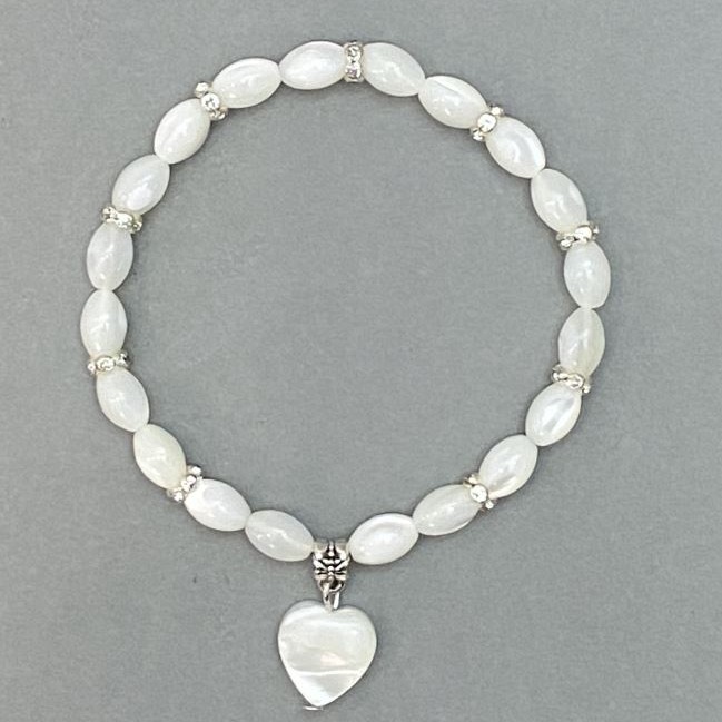 Bracelet with mother-of-pearl 'Grain', diameter 9×6 mm, length 18 cm, stretch bracelet