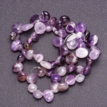 Amethyst briolette beads natural stone 'Butterfly', diameter 6-12 mm (+/-), thread length 39 cm