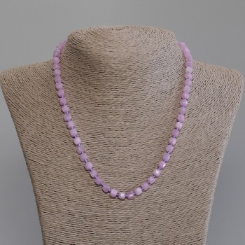 Kunzite Necklace, Faceted Cube Beads, 5x5 mm Diameter, 45 mm Length, with Clasp