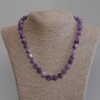 Sugilite Necklace with Faceted Beads, 10x9 mm diameter ±, 3 mm seed beads ±, length 45 mm ± with clasp