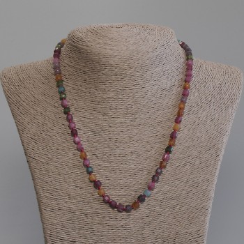 Faceted tourmaline cube necklace, 5x5 mm, length 50 mm ± with clasp