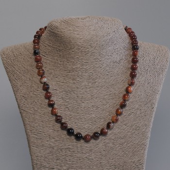 Agate Necklace, Smooth Beads, 8 mm Diameter +/-, 50 mm Length +/- with Clasp