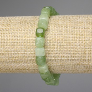 Chrysolite 'Olivine Cube' Bracelet, 8×8 mm cube, 18 mm length, elastic