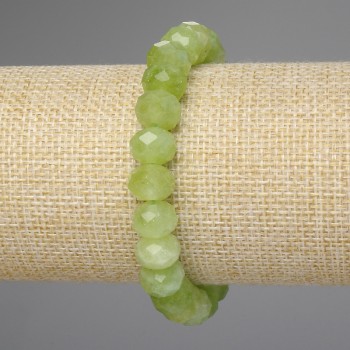 Chrysoprase Olivine Faceted Rondelle Bracelet, 10x7mm, 18mm length, stretch