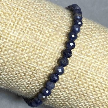 Sapphire Bracelet with Faceted Bead, 4–5 mm Diameter, 18 cm Length, Stretch