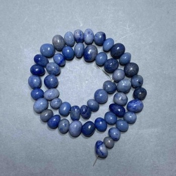 Blue Aventurine Faceted Beads, diameter 9–12×8–9 mm, 5 mm +/- on beading thread, length about 40 cm