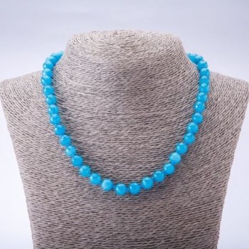 Necklace made from natural-toned stone "Aquamarine" (named after ) faceted bead, 8 mm diameter, 45 cm long