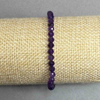 Amethyst Bracelet: Faceted Bead 4-5 mm, Length 18 cm, Stretch